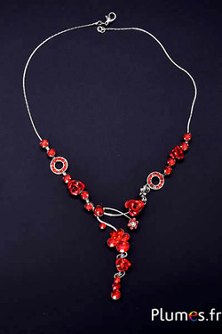 Ketting met hanger - lengte 27 cm - rood-zilverkleurig